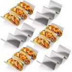 Bekith lot de 6 supports � tacos en acier inoxydable avec poign�es, large support pour tacos, sandwichs, ...