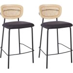 Lot de 2 chaises de bar moderne tabourets dossier en rotin tress viennois polyester sans accoudoirs ...