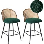 Beliani - lot de 2 chaises de bar retro en bouclé et métal 91 cm siège pivotant à 360° dossier tresse ... Beliani - lot de 2 chaises de bar retro en bouclé et métal 91 cm siège pivotant à 360° dossier tresse ...