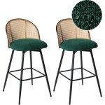 Beliani - lot de 2 chaises de bar retro en boucl et mtal 99 cm sige pivotant  360 dossier tresse ...