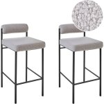 Beliani - lot de 2 chaises de bar sans accoudoirs avec dossier boudin en tissu bouclé gris amaya Beliani - lot de 2 chaises de bar sans accoudoirs avec dossier boudin en tissu bouclé gris amaya