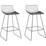 Beliani - lot de 2 chaises de bar style industriel en acier argent et cuir pu fredonia