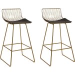 Beliani - lot de 2 chaises de bar style industriel en acier dor et cuir pu fredonia