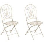 Beliani - lot de 2 chaises de jardin vintage en m�tal pliantes beige clair coggia