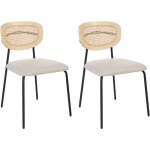 Lot de 2 chaises moderne dossier rotin tress� viennois sans accoudoirs polyester pieds noirs salle � ...