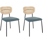 Lot de 2 chaises moderne dossier rotin tress� viennois sans accoudoirs polyester pieds noirs salle � ...