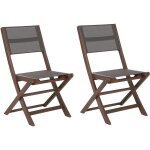 Beliani - lot de 2 chaises pliantes en bois d'acacia foncé et textile gris pour jardin cesana Beliani - lot de 2 chaises pliantes en bois d'acacia foncé et textile gris pour jardin cesana