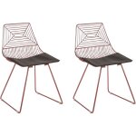 Beliani - lot de 2 chaises de salle  manger en mtal rose dor et assise cuir pu beatty