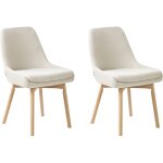 Lot de 2 chaises de salle � manger pieds bois massif si�ge rembourr� en tissu polyester blanc cass� melfort ...