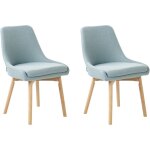 Lot de 2 chaises de salle � manger en tissu polyester pieds en bois massif bleu clair melfort