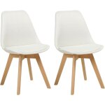Lot de 2 chaises en tissu blanc cass et bois de htre pour salle  manger dakota