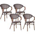 Beliani - lot de 4 chaises de jardin empilables structure aluminium assise textile gris et bois foncé ... Beliani - lot de 4 chaises de jardin empilables structure aluminium assise textile gris et bois foncé ...