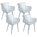 Beliani - lot de 4 chaises de salle � manger en plastique int�rieur ext�rieur avec accoudoirs bleu pesaro ...