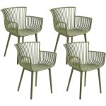 Beliani - lot de 4 chaises de salle � manger en plastique int�rieur ext�rieur avec accoudoirs vert pesaro ...