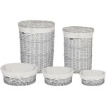 Beliani - lot de 5 paniers moderne en saule corbeilles à linge blanc vakari Beliani - lot de 5 paniers moderne en saule corbeilles à linge blanc vakari
