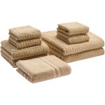Beliani - lot de 9 serviettes de bain en coton tapis linge de bain beige sable atai