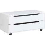 Armoire de toilette � roulettes en mdp mat�riau synth�tique 2 tiroirs meuble de rangement salle de bain ...