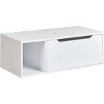 Beliani - armoire de toilette suspendue murale en mdp marbre 80 x 40 cm fa�ade cannel�e 2 �tag�res blanche ...