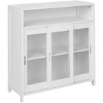 Beliani - buffet moderne  3 portes vitres et tagre mdf blanc crabtree
