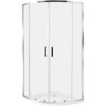 Cabine de douche en verre tremp 90 x 90 x 185 cm double porte coulissante argent jukatan