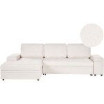 Beliani - canapé - lit d'angle à droite avec rangement et coussin revêtement dossier en tissu bouclé ... Beliani - canapé - lit d'angle à droite avec rangement et coussin revêtement dossier en tissu bouclé ...