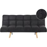 Beliani - canapé - lit moderne en bouclé clic clac 3 places accoudoirs réglables noir ingaro Beliani - canapé - lit moderne en bouclé clic clac 3 places accoudoirs réglables noir ingaro