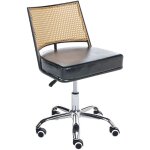 Beliani - chaise de bureau en cuir pu et rotin pe tresse viennoise dossier pivotant r�glable noir nome ...