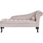 Beliani - chaise longue glamour ct droit avec rangement tapis en velours beige clair et pieds noirs ...