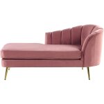Beliani - chaise longue rétro côté droit en velours rose et pieds dorés allier Beliani - chaise longue rétro côté droit en velours rose et pieds dorés allier