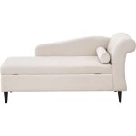 Beliani - chaise longue de salon à droite avec rangement en velours beige luiro Beliani - chaise longue de salon à droite avec rangement en velours beige luiro