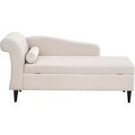 Beliani - chaise longue de salon  gauche avec rangement en velours beige luiro