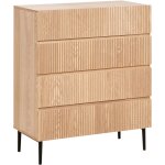 Commode moderne � 4 tiroirs en mdf placage bois de fr�ne clair fa�ade stri�e meuble de salon chambre ...