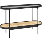 Console moderne avec plateau en verre cadre en métal etagère tresse viennoise bois clair et noir reno ... Console moderne avec plateau en verre cadre en métal etagère tresse viennoise bois clair et noir reno ...