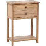 Console rustique avec 2 tiroirs 74 cm table campagne bois clair salton
