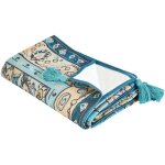 Beliani - couverture de pique - nique 200 x 200 cm motif oriental avec sangle bleu kotla