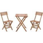 Ensemble de bistrot en bois d'acacia certifi pliant meuble de jardin terrasse balcon table et 2 chaises ...