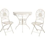 Beliani - ensemble de bistrot de jardin vintage en mtal motif floral cadre en fer table et chaises beige ...