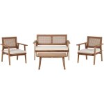 Beliani - ensemble de jardin moderne en bois d'acacia certifi 4 places avec coussins beige arenella