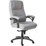 Beliani - fauteuil de bureau en lin si�ge inclinable r�glable en hauteur rembourrage epais gris magnus ...