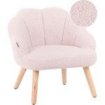 Beliani - fauteuil pour enfants en boucl� rembourr� avec pieds en bois rose pastel miland