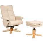 Beliani - fauteuil moderne retro en cuir pu avec pouf inclinable pivotant beige epse