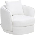 Fauteuil pivotant rtro glam en tissu avec coussin blanc cass andalen