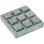 Beliani - jeu de morpion en bois de manguier accessoire dcoratif bleu kina