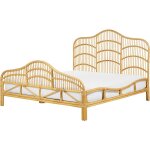 Beliani - lit double en rotin clair 160 x 200 cm tte de lit tresse en acajou domeyrot