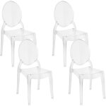 Beliani - lot 4 chaises vintage en plastique transparent design tendance et confort d'assise optimal ... Beliani - lot 4 chaises vintage en plastique transparent design tendance et confort d'assise optimal ...
