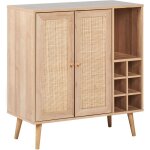 Meuble d'appoint en rotin avec Étagère porte - bouteilles rangement bois clair paget Meuble d'appoint en rotin avec Étagère porte - bouteilles rangement bois clair paget