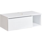 Beliani - meuble de lavabo suspendu faade cannele avec 2 tagres 80 x 40 cm blanc rupanco