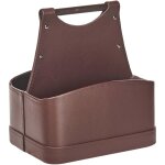 Beliani - panier de rangement en cuir pu avec poign�es fait main porte - revues deux compartiments marron ...