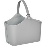 Beliani - panier de rangement traditionnel en cuir pu fait main avec poigne pour porte - revues gris ...
