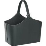 Beliani - panier de rangement traditionnel en cuir pu fait main avec poigne pour porte - revues gris ...